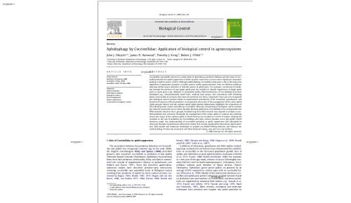 Aphidophagy by Coccinellidae: Application of biological control in agroecosystems